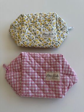 Moon Nude Quilted Cosmetic Pouch — Pink Gingham